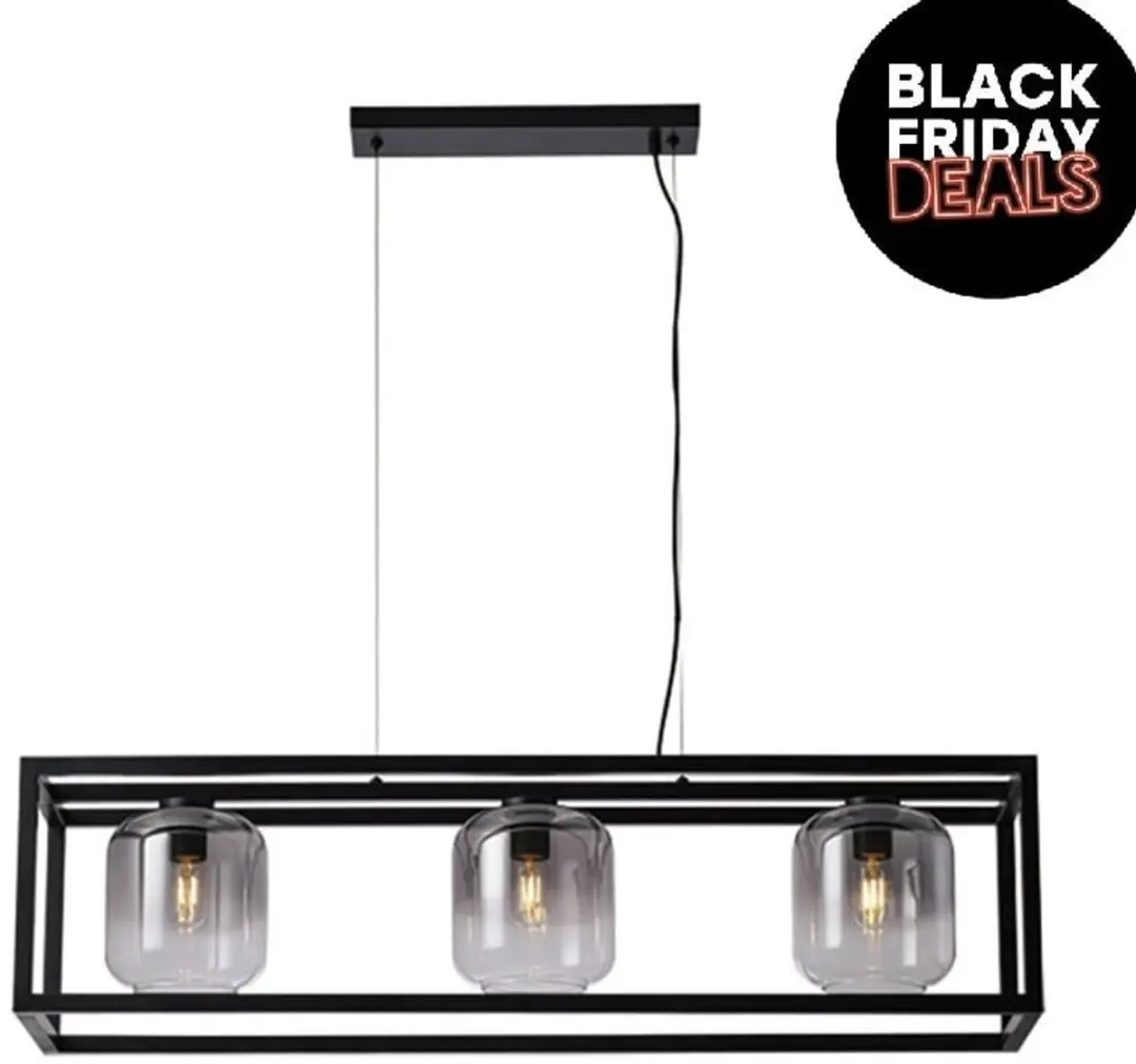 Freelight Dentro 3 Hanglamp - 110cm Rookglas Zwart