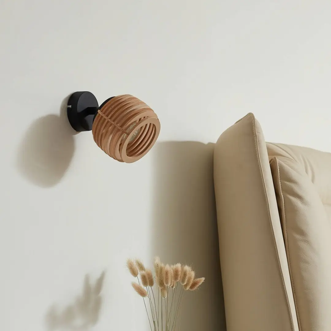 Lindby Wandlamp GU10 - 1 Lichtpunt - Zwart/Licht Hout