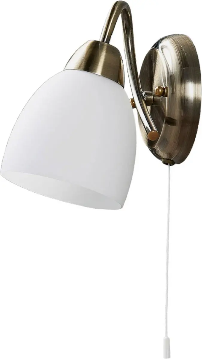 Lindby Wandlamp Glas Metaal E14 40W - Wit Antiek Messing