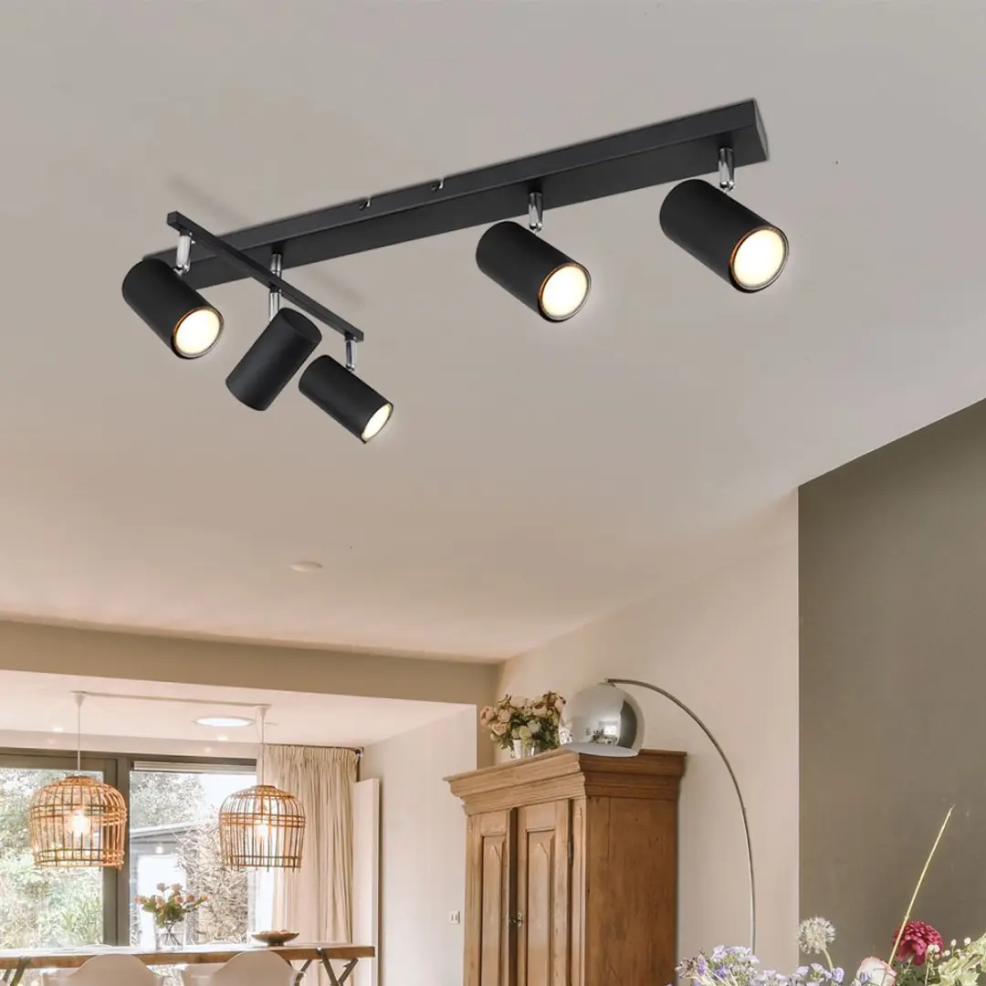 Globo Plafondlamp Spot 5-vlammen GU10 - Zwart - 70x35x17cm