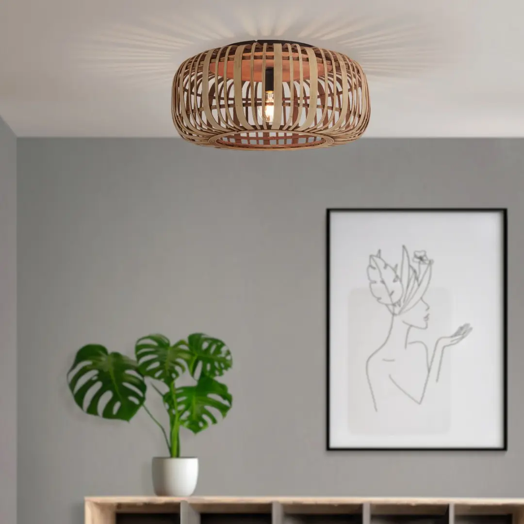 Brilliant Woodrow Plafondlamp E27 - 50cm - Bruin
