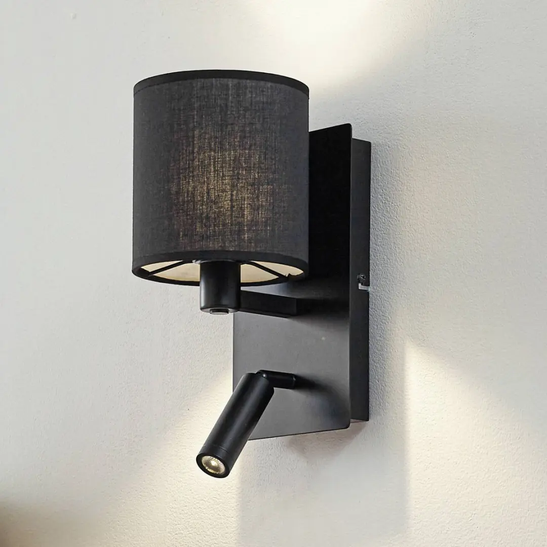 Lindby Wandlamp Textiel 2 Lichtpunten E14 - Zwart