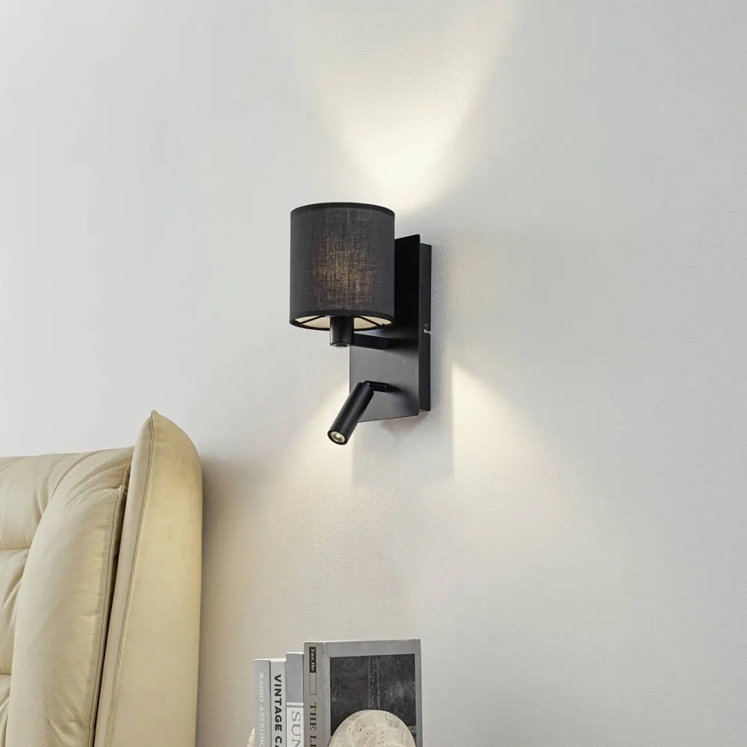 Lindby Wandlamp Textiel 2 Lichtpunten E14 - Zwart