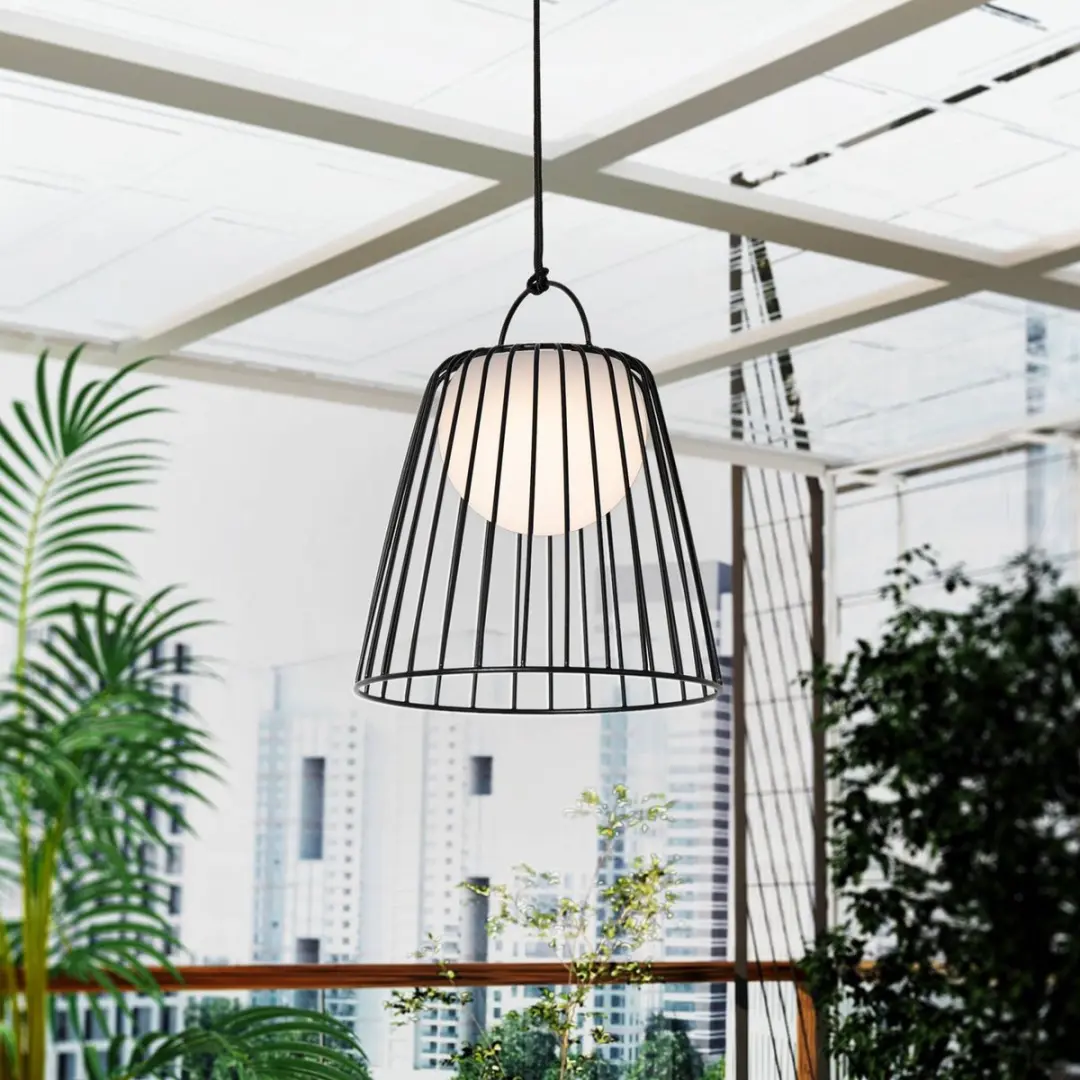 Lindby Hanglamp Buiten 1 Licht Dimbaar - Zwart/Wit