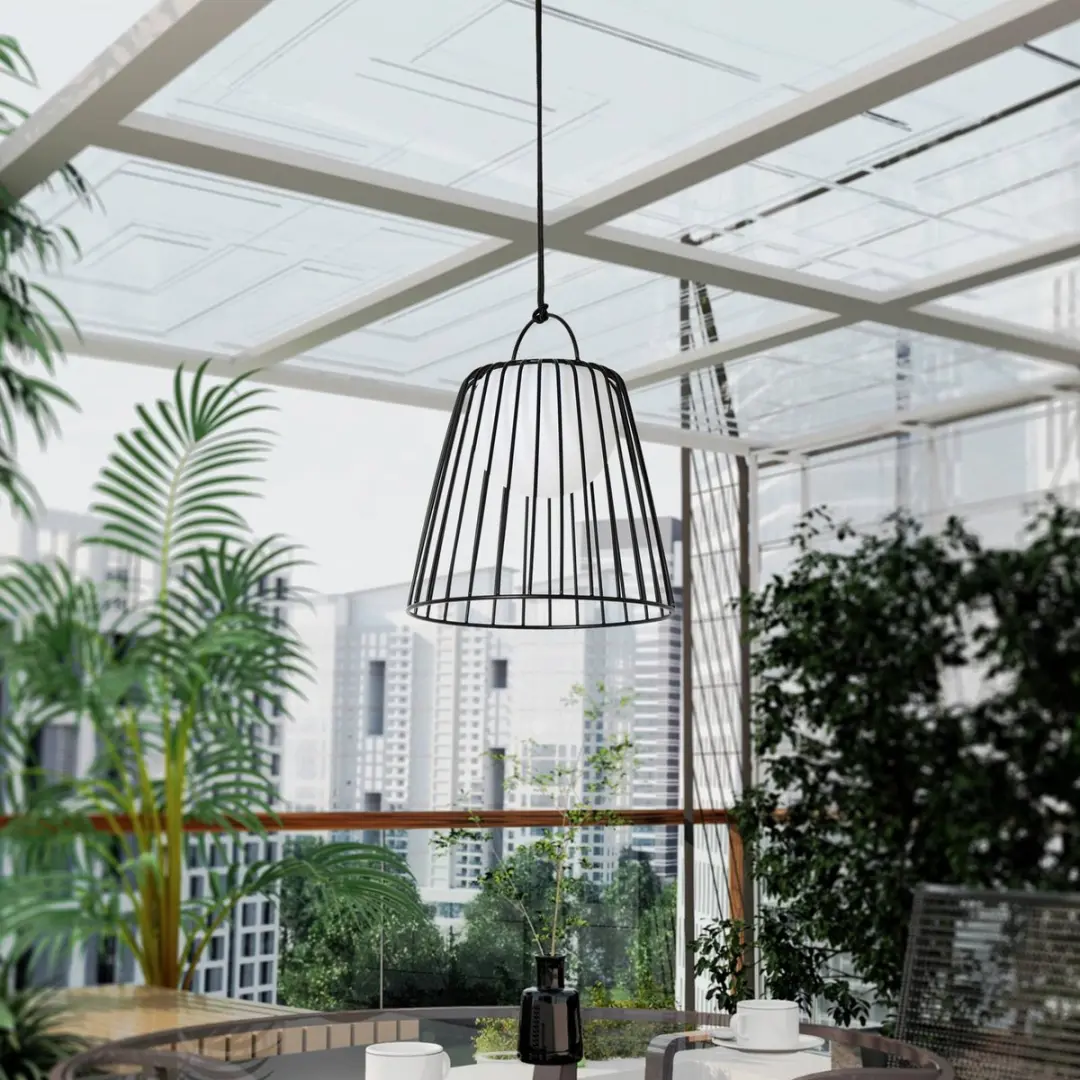 Lindby Hanglamp Buiten 1 Licht Dimbaar - Zwart/Wit
