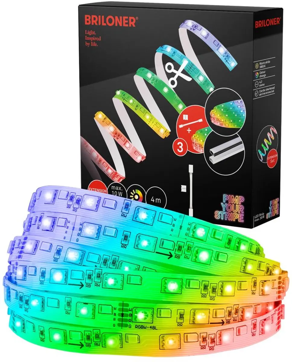 Briloner Pimp Your Strip LED Strip Uitbreidingsset 4m RGBW - Wit
