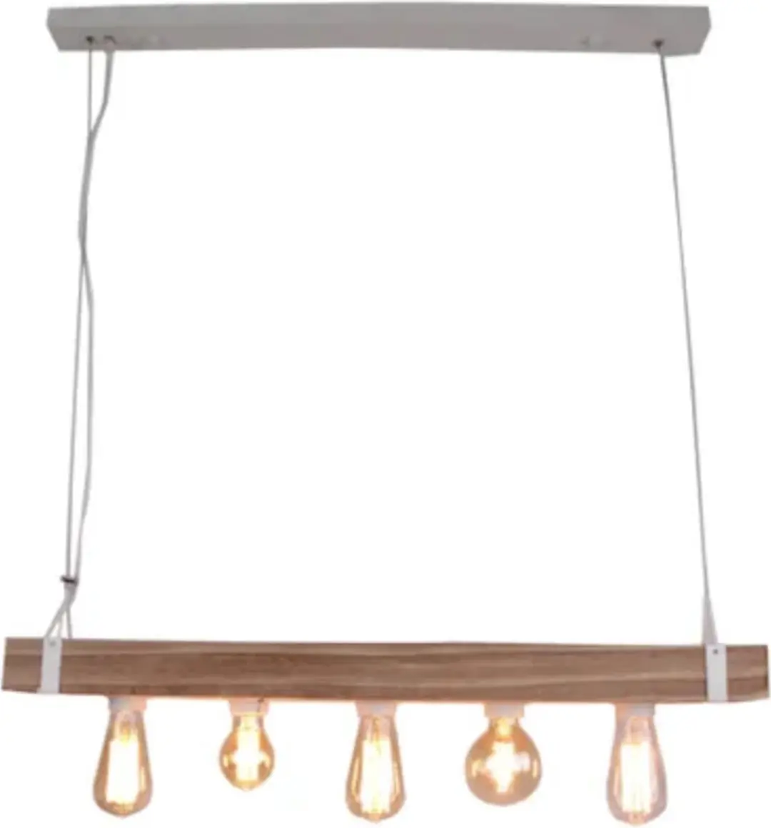 Brilliant White Wood Hanglamp 5 Lichts