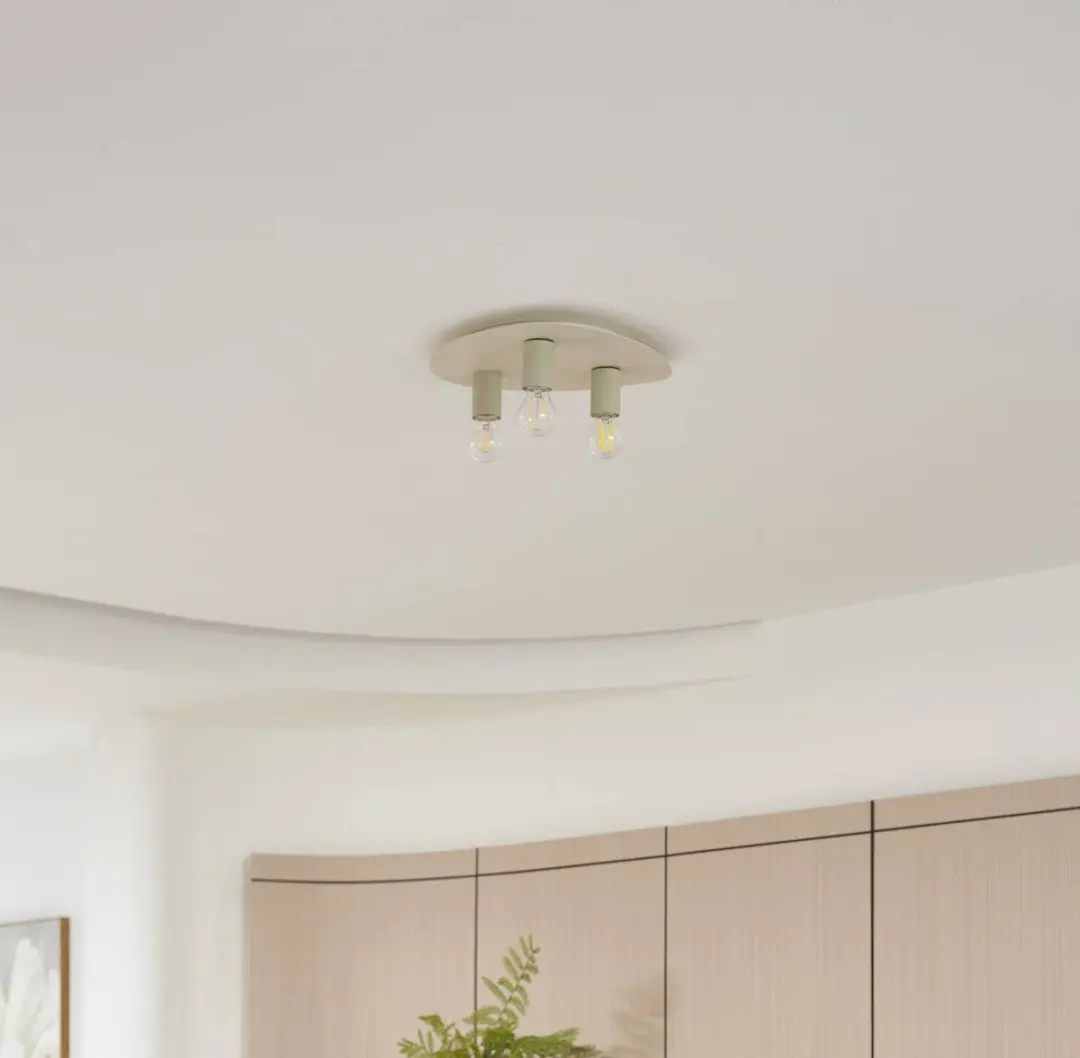 Lindby Plafondlamp 3-Lichts IJzer - Beige/IJsgroen