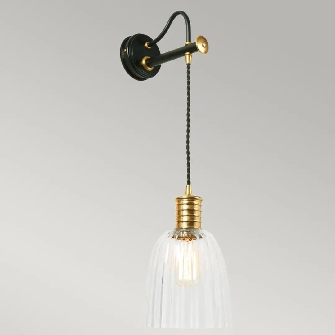 Elstead LED Wandlamp E27 60W - Black/Polished Brass