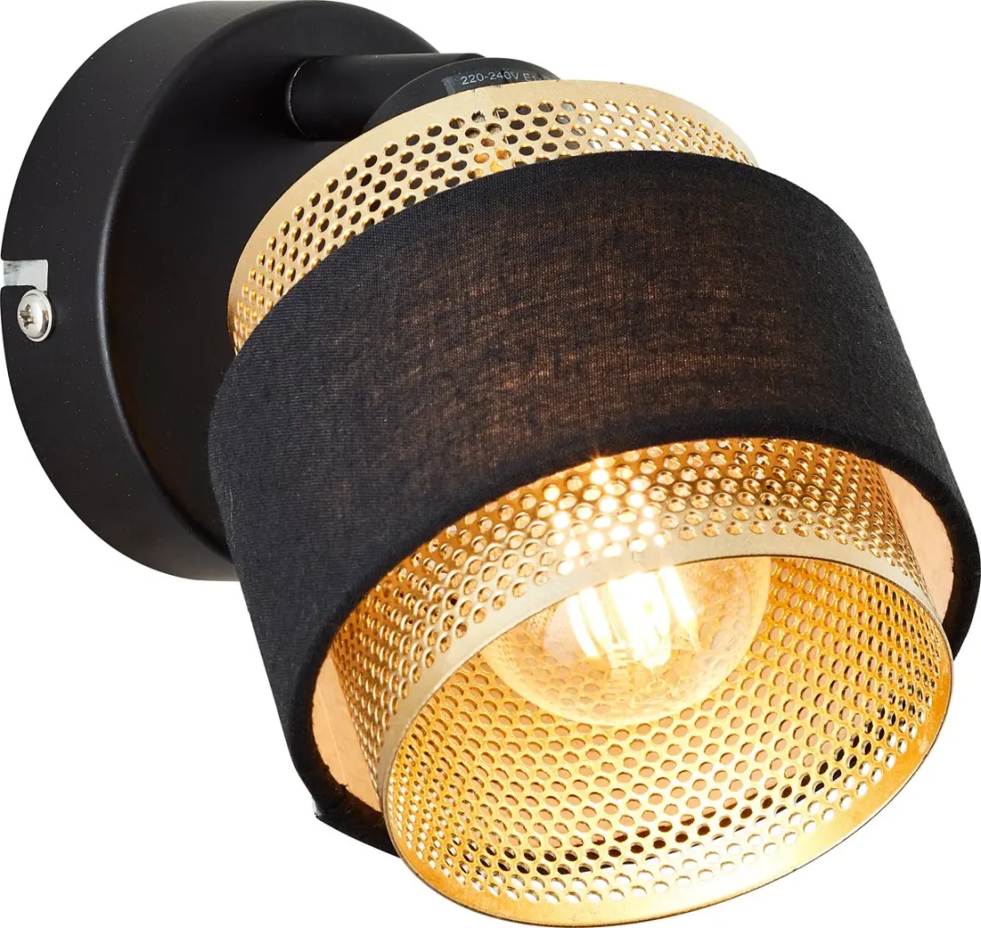 Brilliant Lamp Grove Wandspot D45 E14 28W - Zwart/Goud Metaal