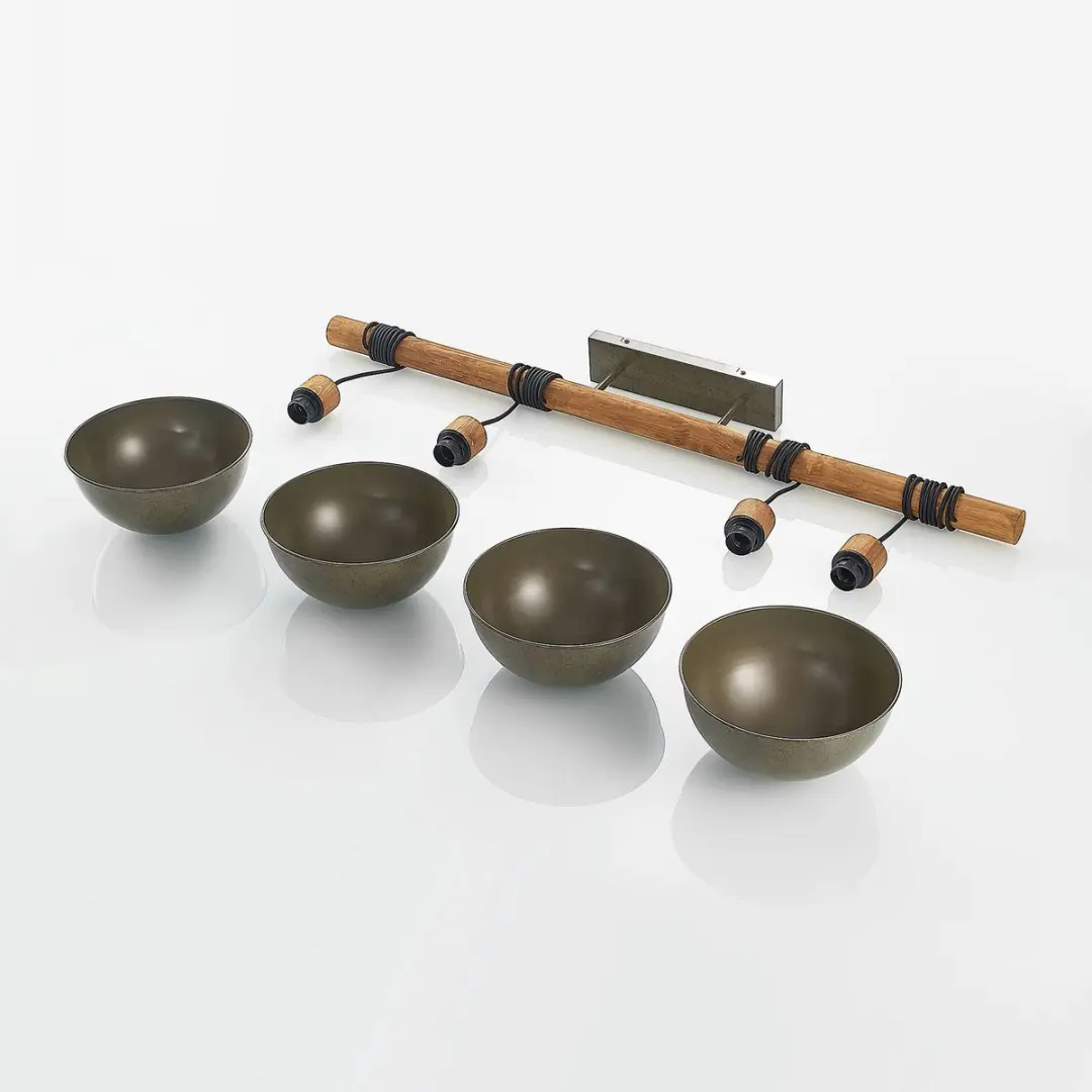 Lindby Hanglamp 4-lichts Natuurlijk hout/donkergrijs