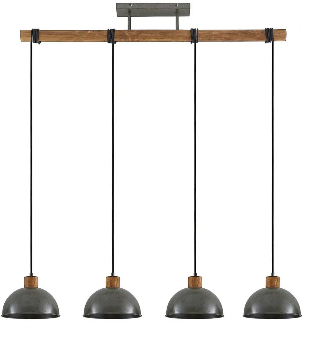 Lindby Hanglamp 4-lichts Natuurlijk hout/donkergrijs