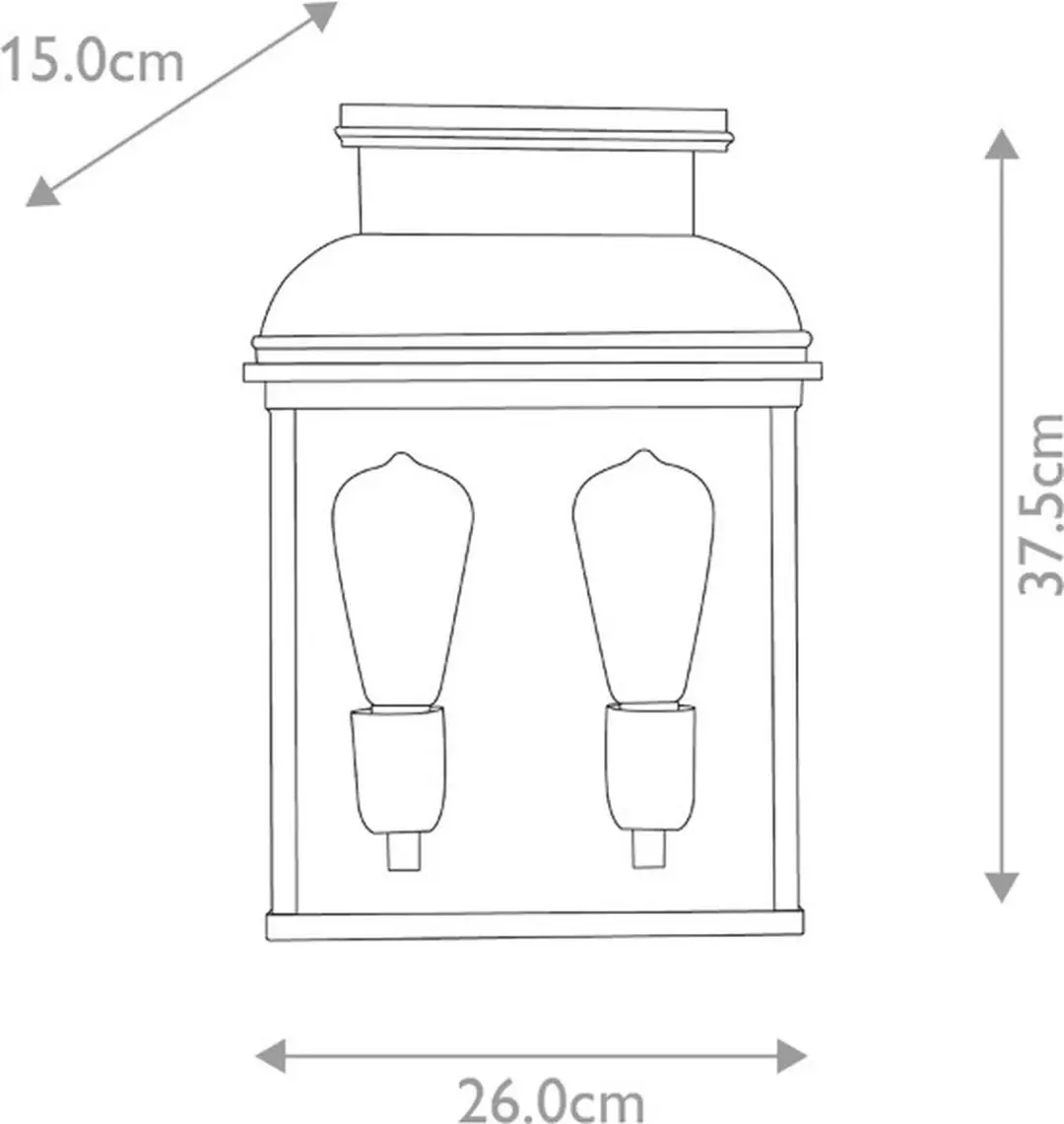 Elstead Old Bailey LED Wandlamp E27 60W - IP44 - Dimbaar - Aged Brass