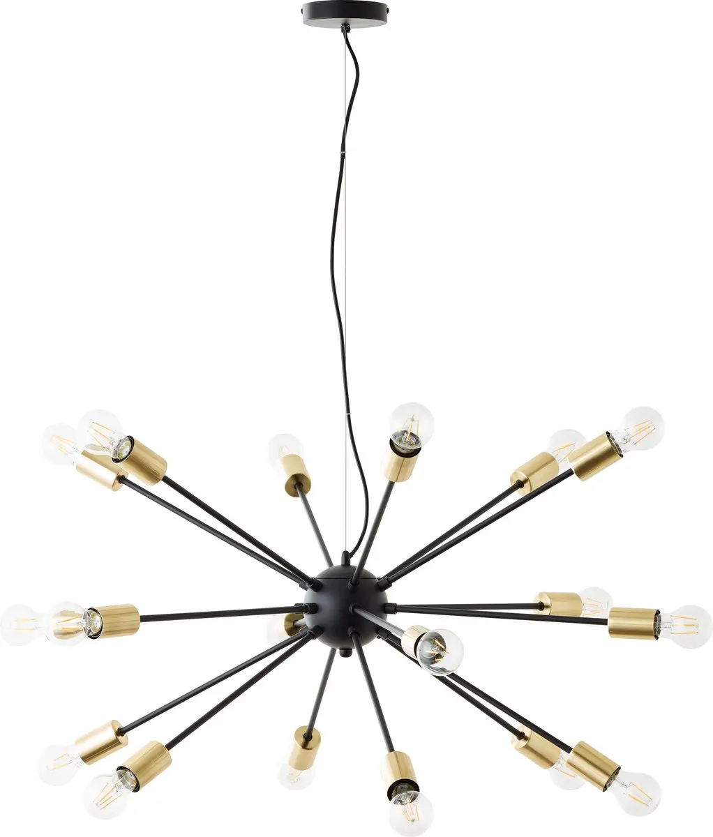Brilliant Dree Hanglamp 90cm - 18x E27 40W Mat Zwart/Messing