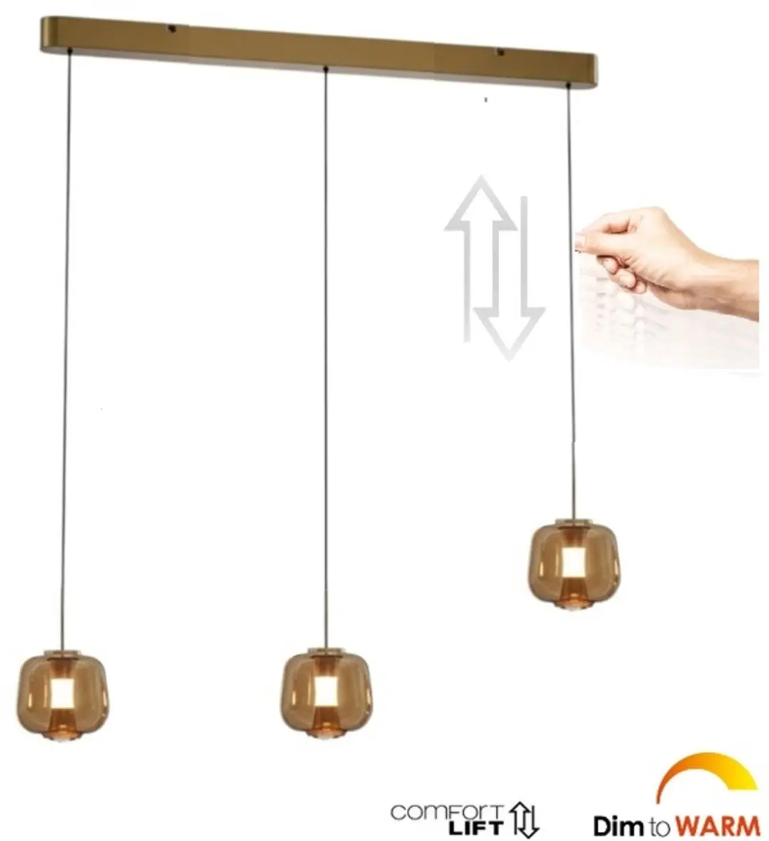 Freelight Hanglamp Rosa 3 Lichts 100cm