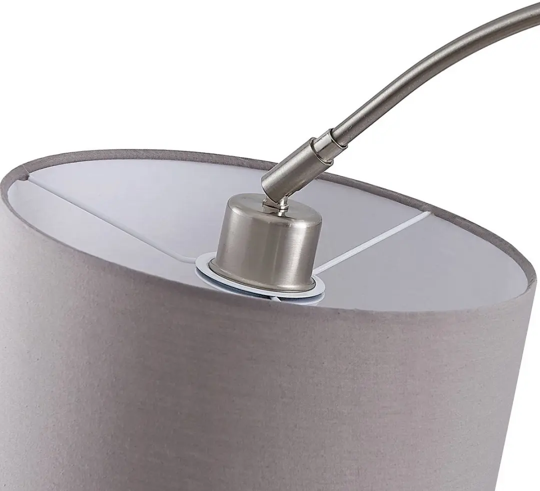 Lindby Booglamp 1 Licht E27 - 15W - Satijnnikkel Grijs