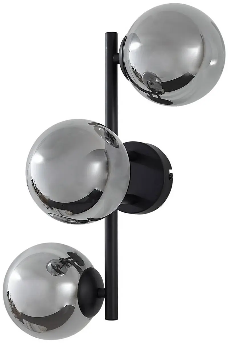 Lindby Wandlamp 3 Licht Metaal Glas - Zwart/Rookgrijs