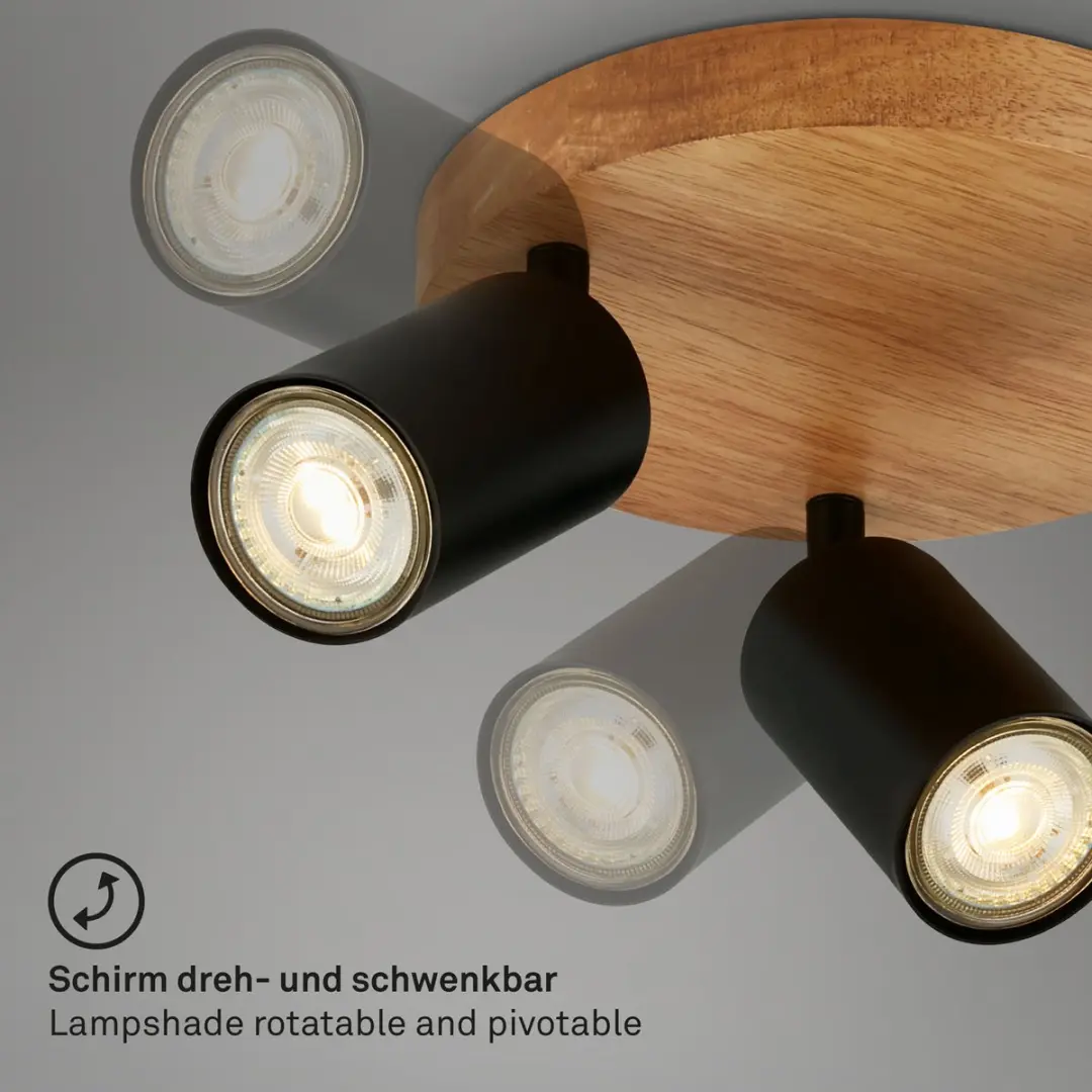 Briloner Vintage Opbouwspot 3x GU10 - 19cm - Zwart hout