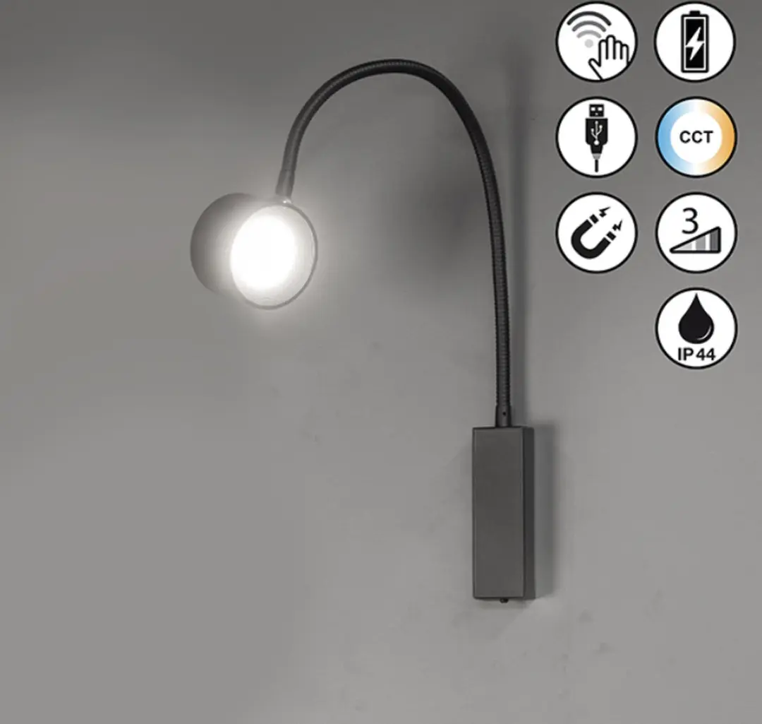 Fischer & Honsel FHL Easy! Wandlamp Magnetisch - 1.5W - Zwart