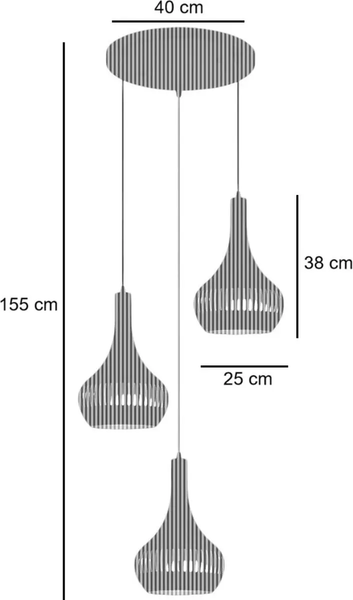 Freelight Hanglamp Canna Zwart - 3 Lichts E27 - Ø25cm