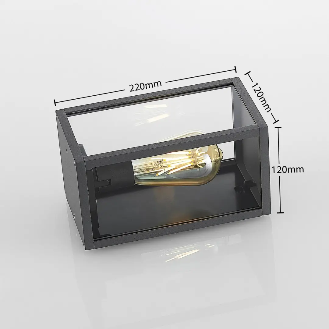 Lindby Wandlamp Buiten Aluminium Glas 1 Licht E27 - Antraciet