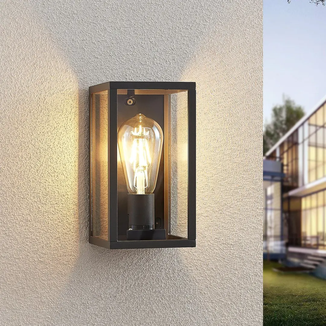 Lindby Wandlamp Buiten Aluminium Glas 1 Licht E27 - Antraciet