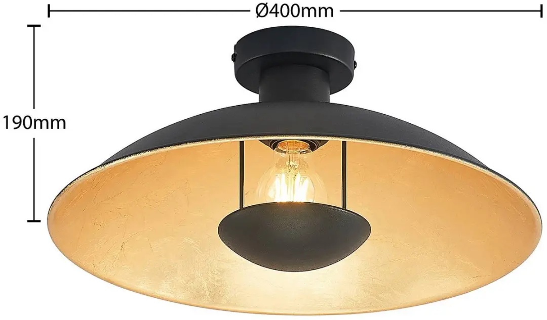 Lindby Plafondlamp 1 Licht - Ø40cm - Zwart/Goud