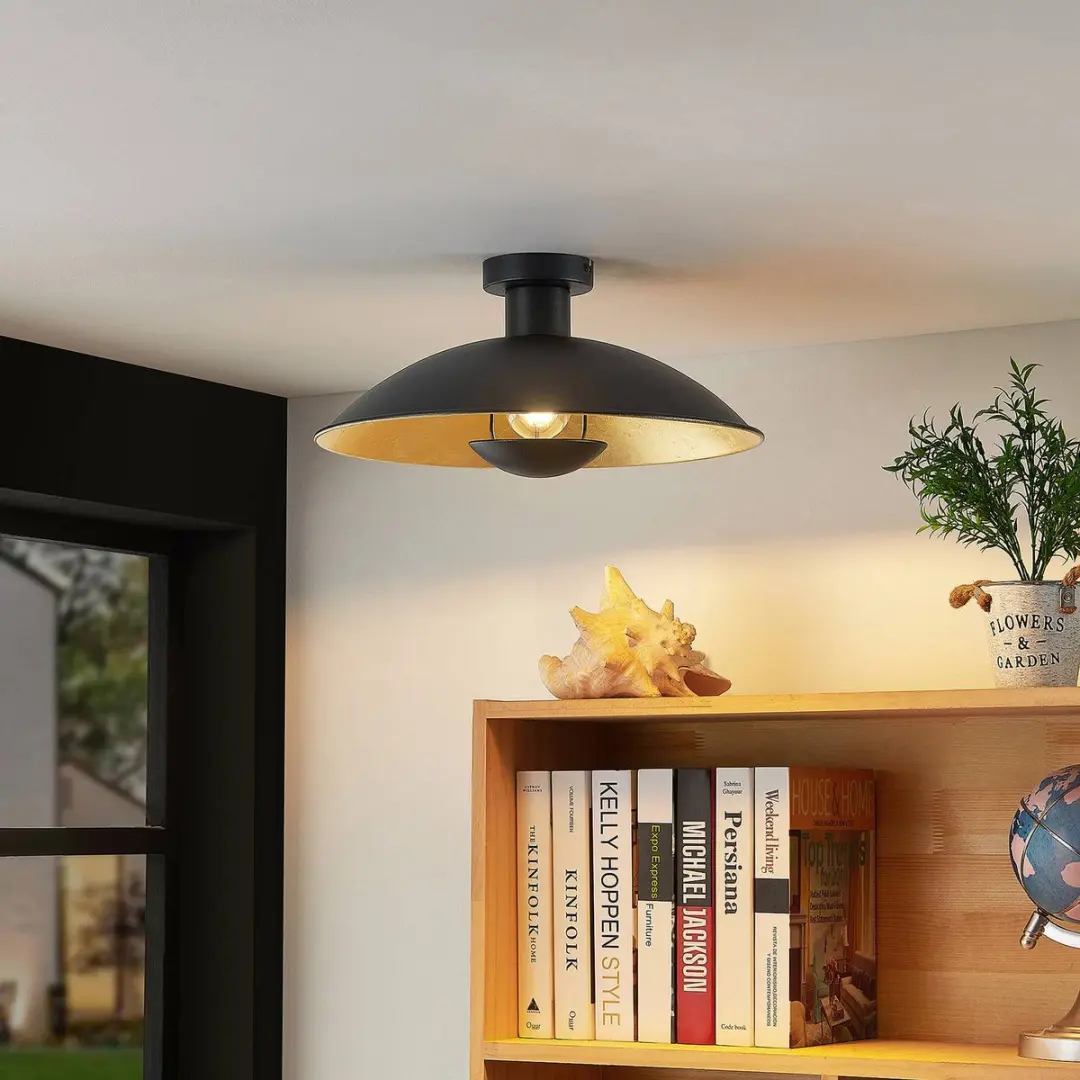 Lindby Plafondlamp 1 Licht - Ø40cm - Zwart/Goud