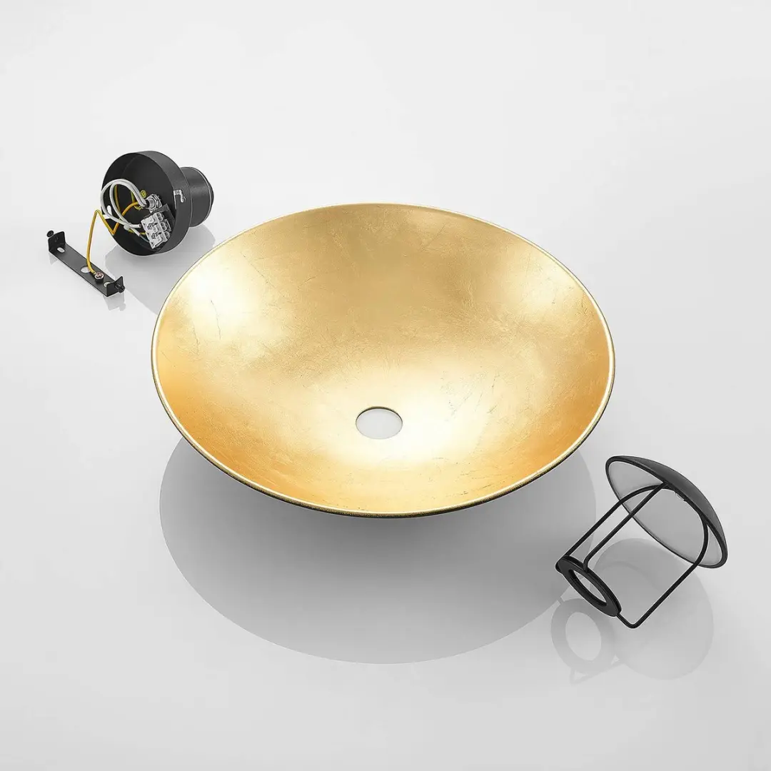 Lindby Plafondlamp 1 Licht - Ø40cm - Zwart/Goud