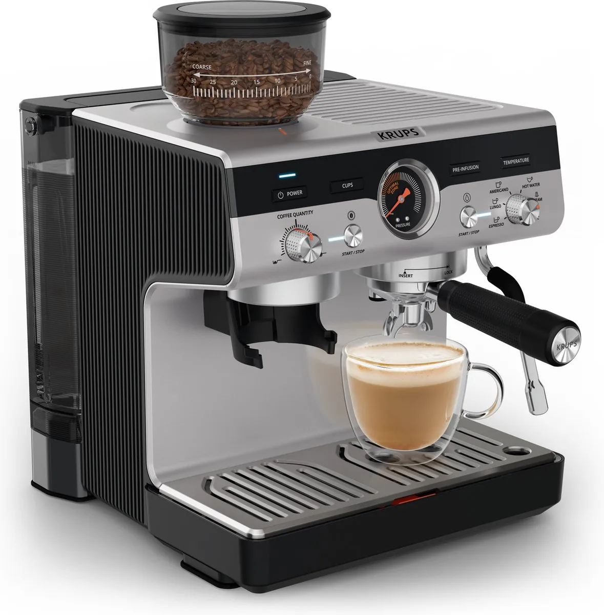 Krups Precision XP801T10 Pistonmachine - 3,5L - Zwart/Roestvrijstaal