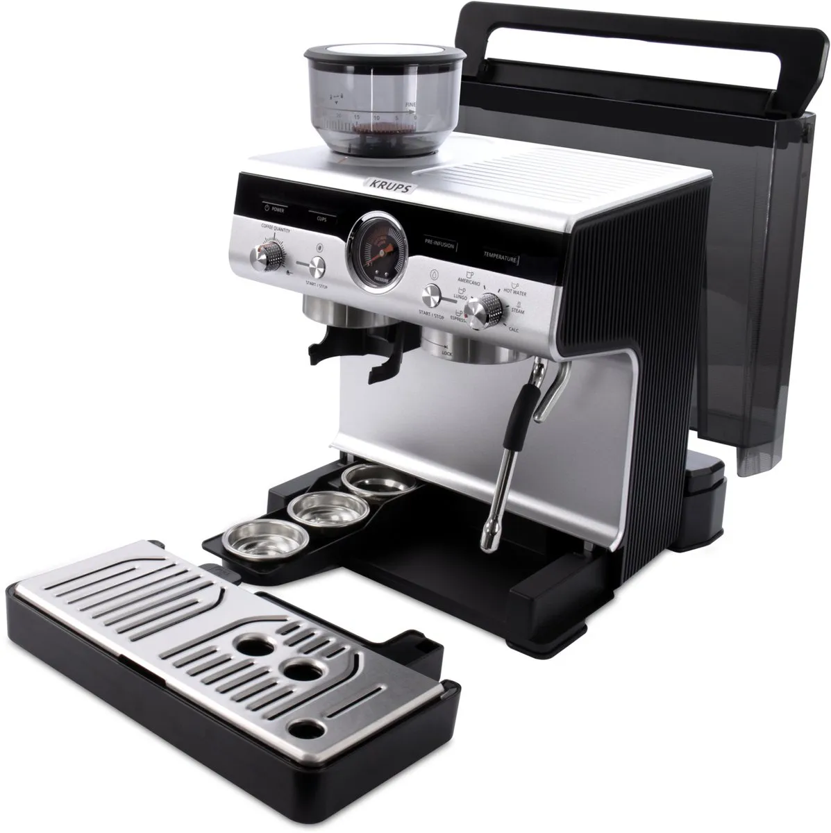 Krups Precision XP801T10 Pistonmachine - 3,5L - Zwart/Roestvrijstaal