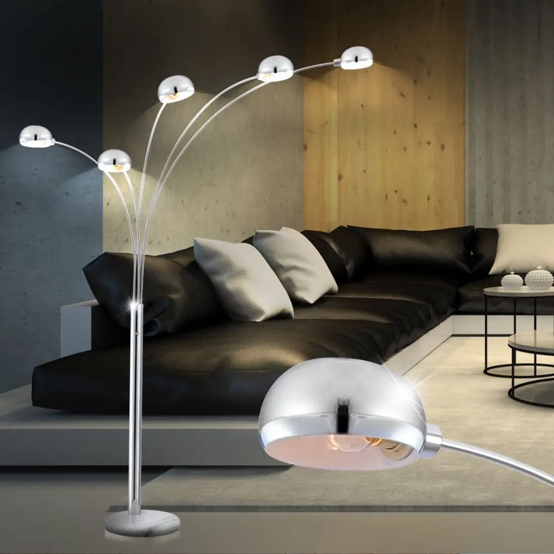 Globo Seymour Vloerlamp - 5 Lichtpunten - Chroom