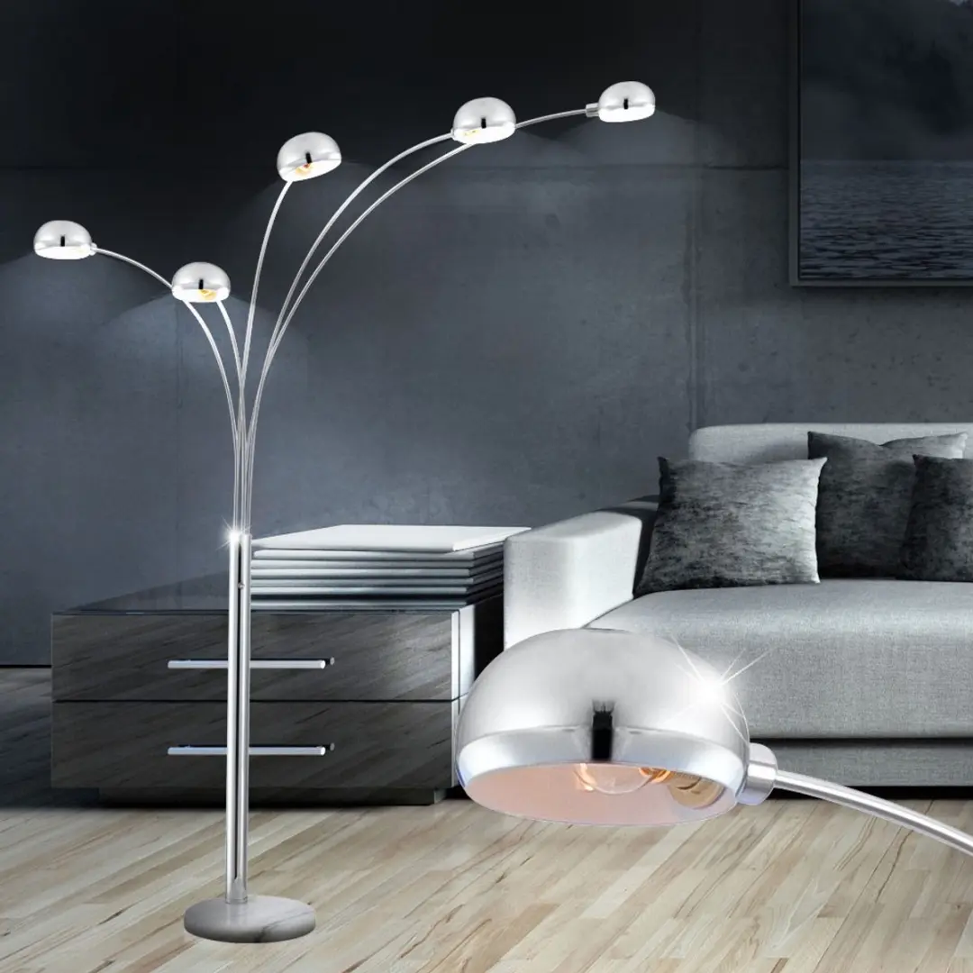 Globo Seymour Vloerlamp - 5 Lichtpunten - Chroom - afbeelding 6 van 6
