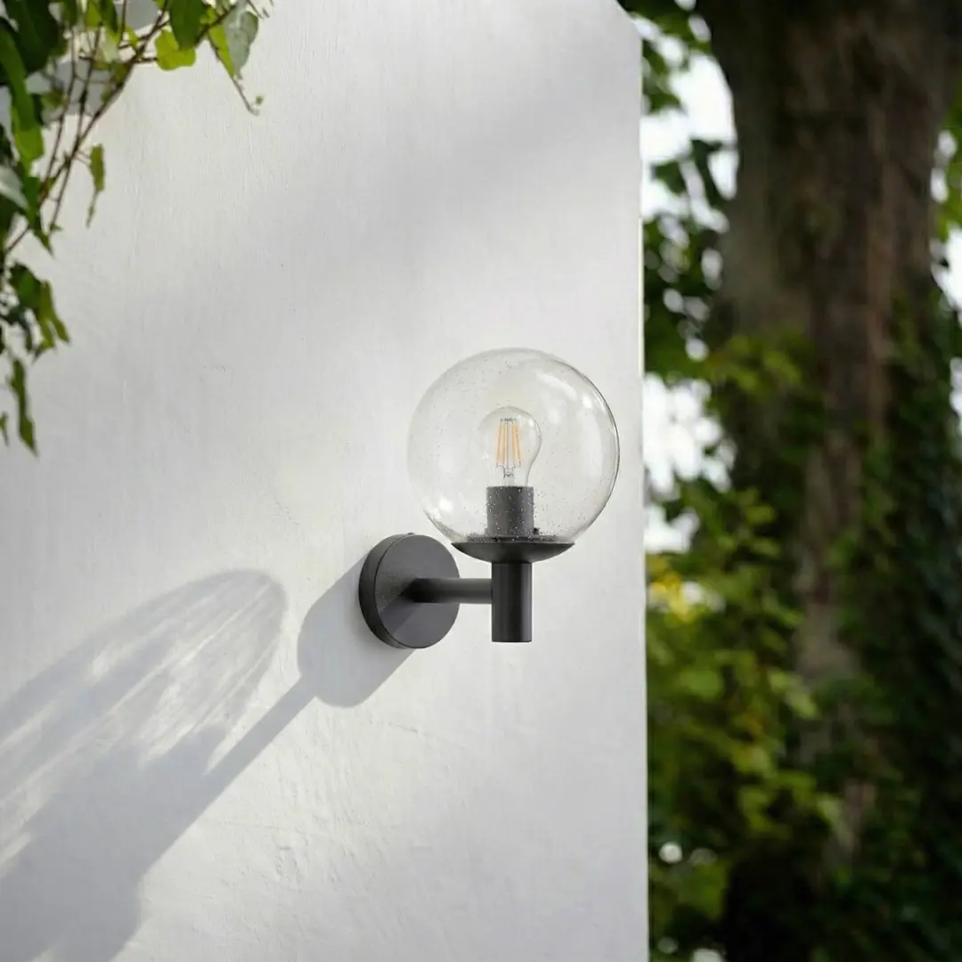 Lindby Wandlamp Glas Aluminium E27 15W - Zwart