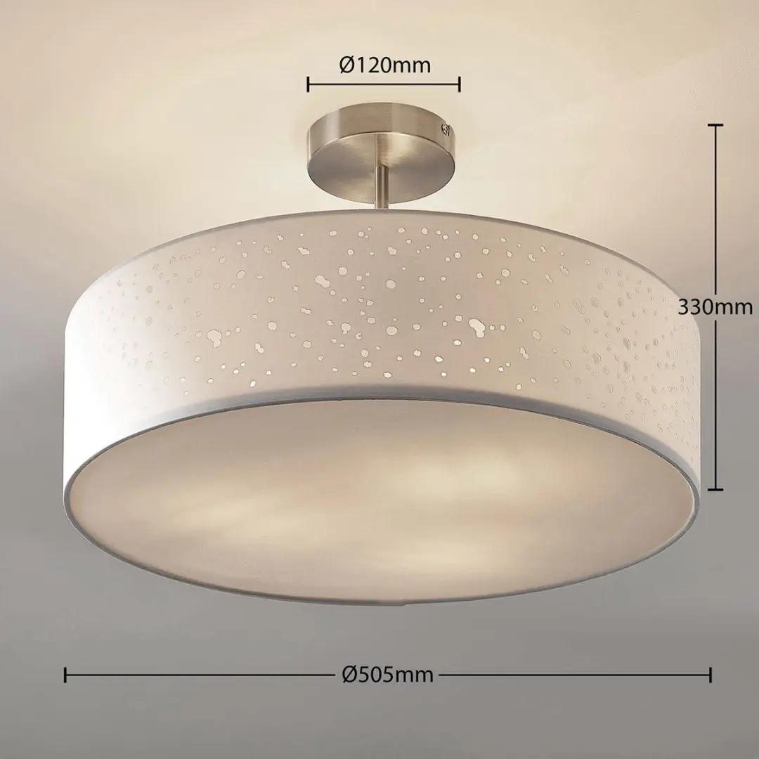 Lindby Plafondlamp 3-Lichts - Ø50cm - Wit/Nikkel