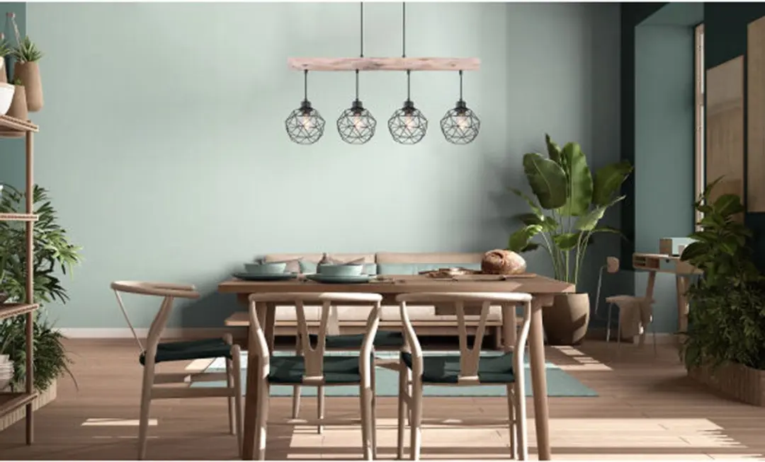 Globo Theodor Hanglamp - 4x E27 - Ø18cm - Naturel/Zwart