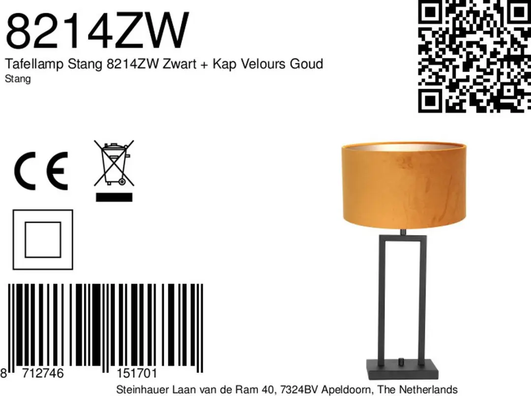 Steinhauer Stang 8214ZW Tafellamp - Metaal/Goud