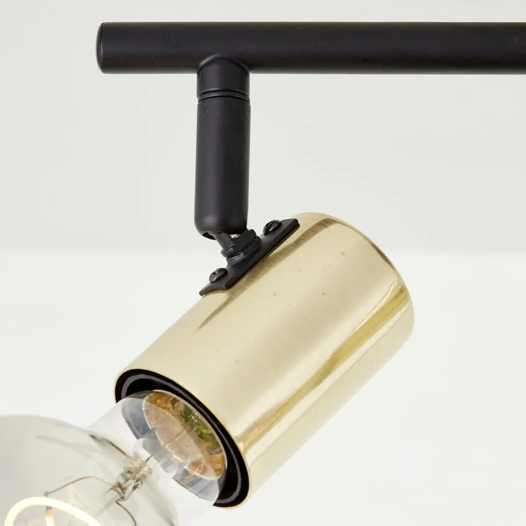Brilliant Kerry 3-lichts Plafondlamp - 3x40W - Zwart/Goud - afbeelding 6 van 6