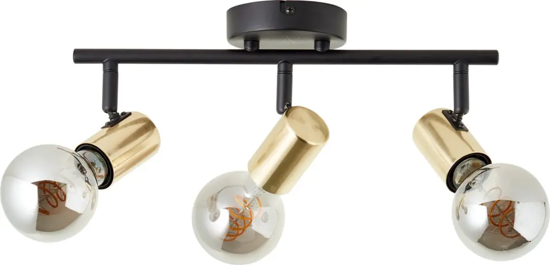Brilliant Kerry 3-lichts Plafondlamp - 3x40W - Zwart/Goud