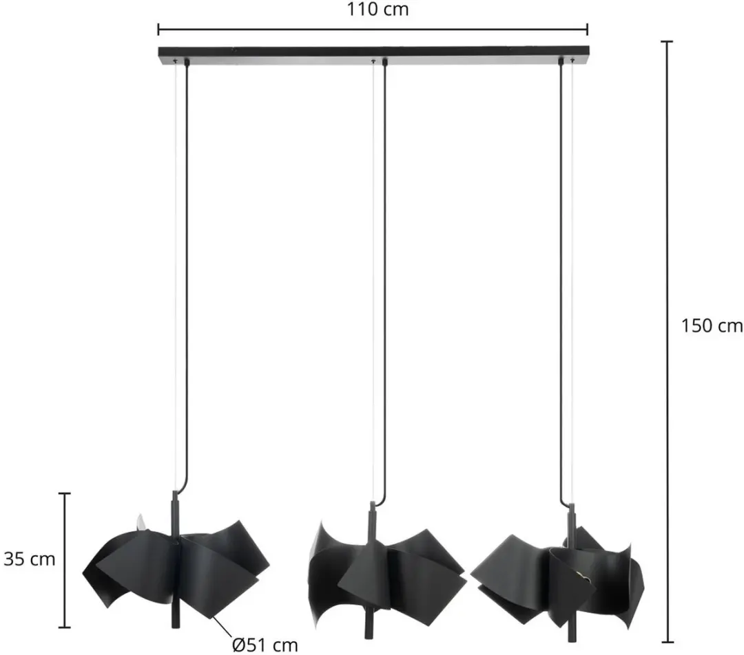 Lucande Hanglamp 3 Lichtpunten Staal - 3x40W - Zandzwart