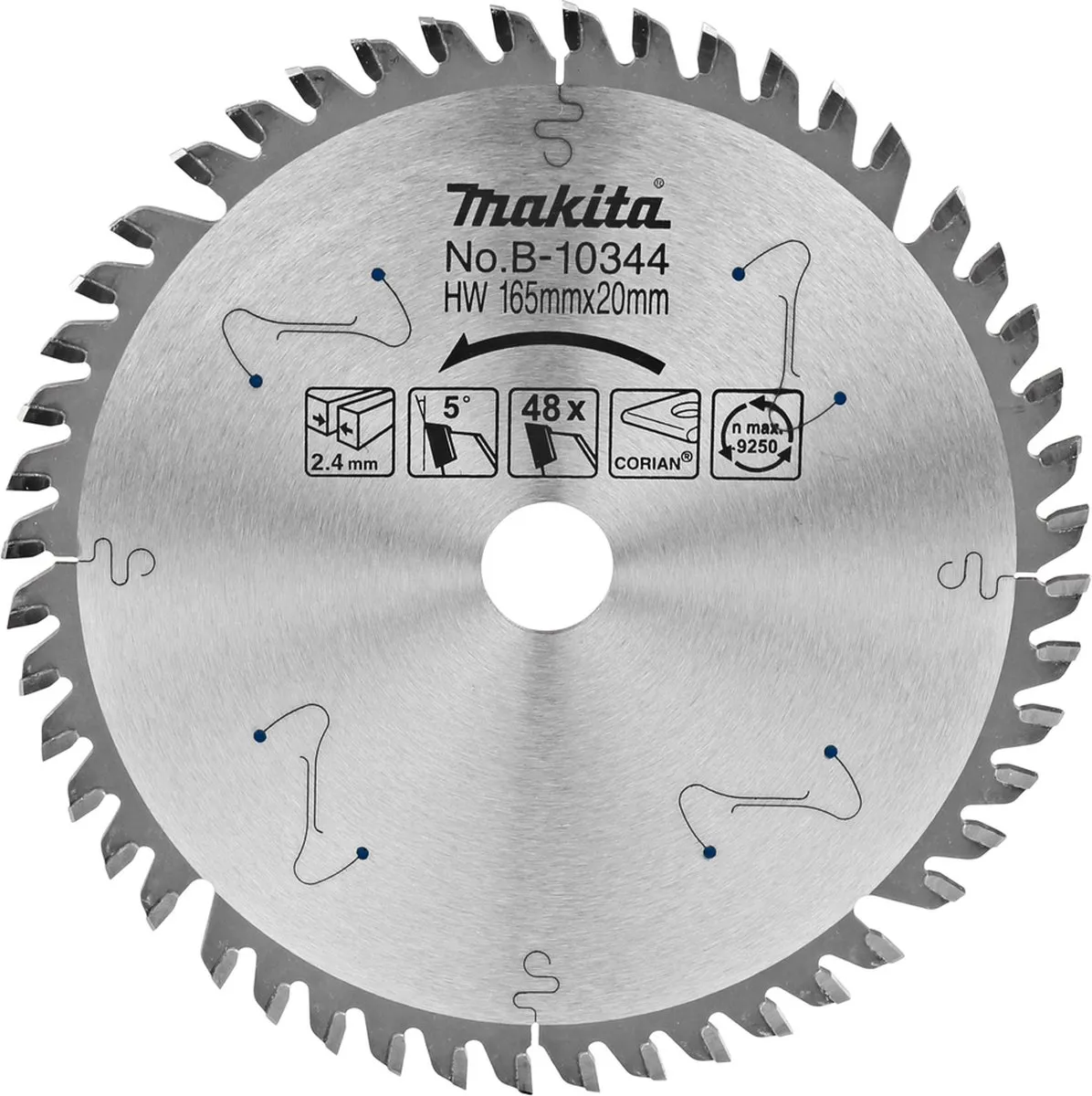 Makita B-10344 Invalcirkelzaagblad Corian 165mm - 48T - afbeelding 3 van 3