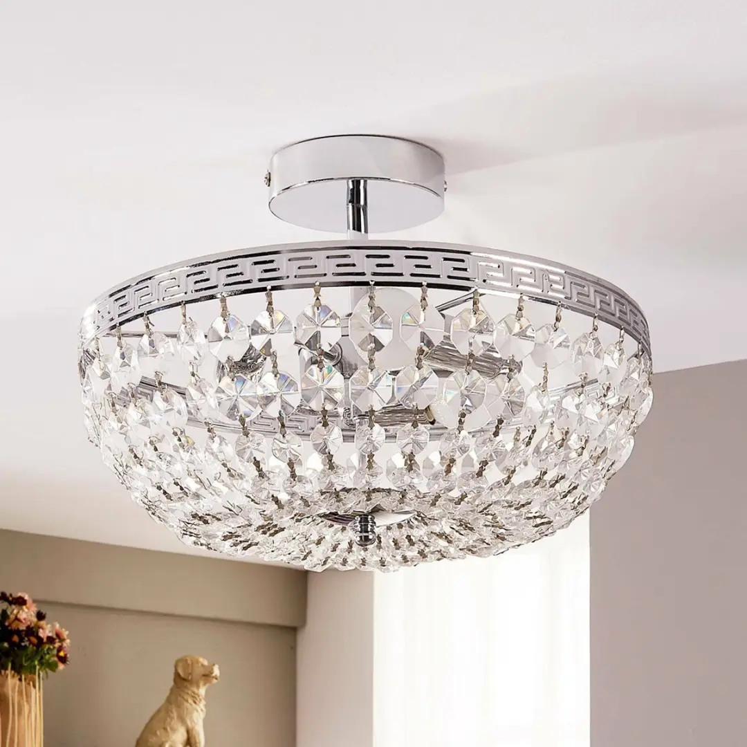 Lindby Plafondlamp Kristal 3-Lichts - Ø35cm - Chroom