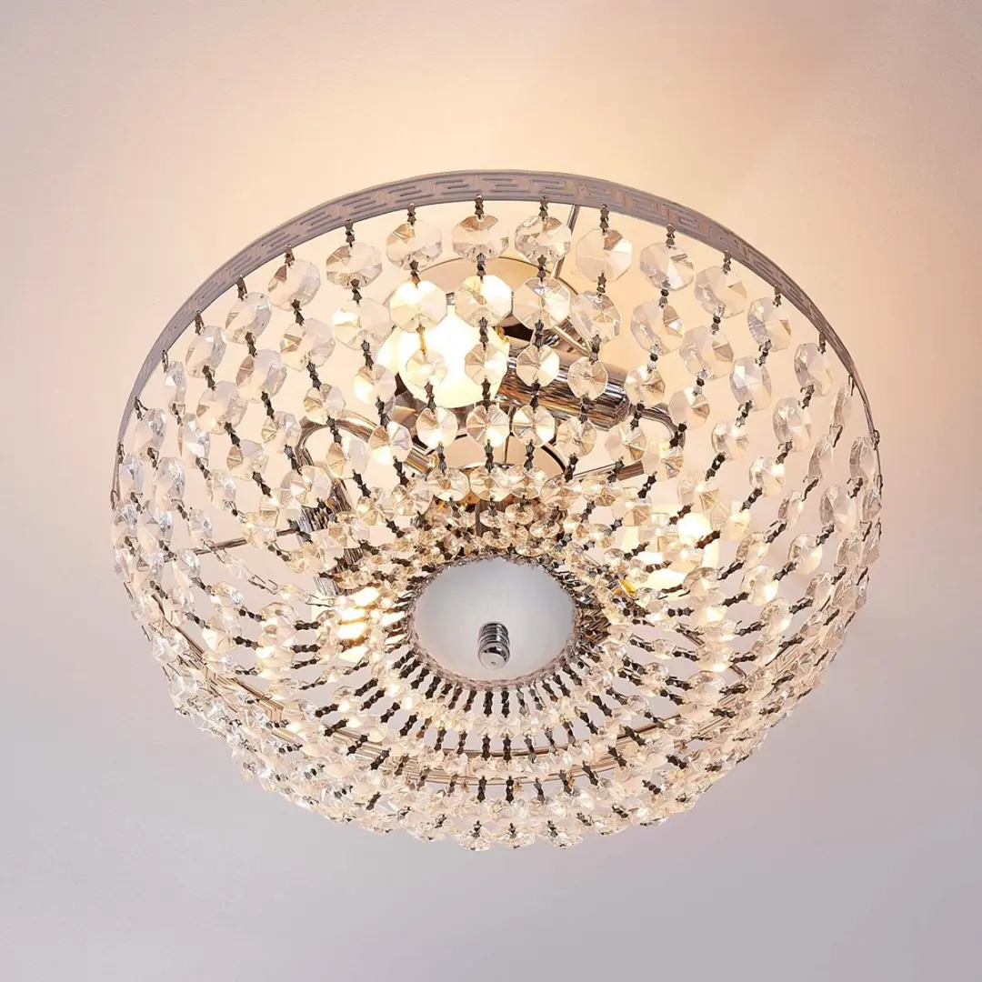 Lindby Plafondlamp Kristal 3-Lichts - Ø35cm - Chroom - afbeelding 6 van 6
