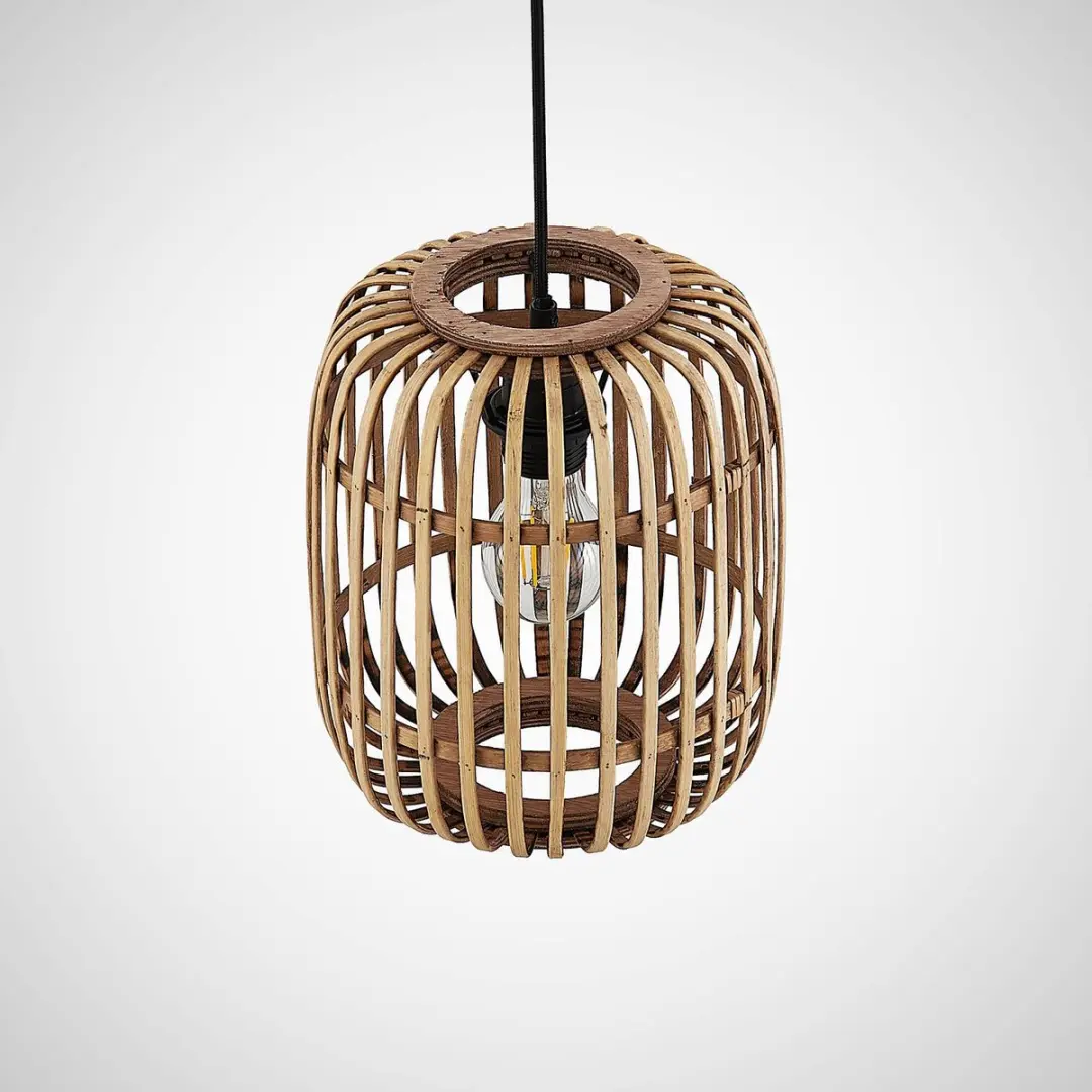 Lindby Hanglamp Hout Metaal 25cm E27 - Natuur