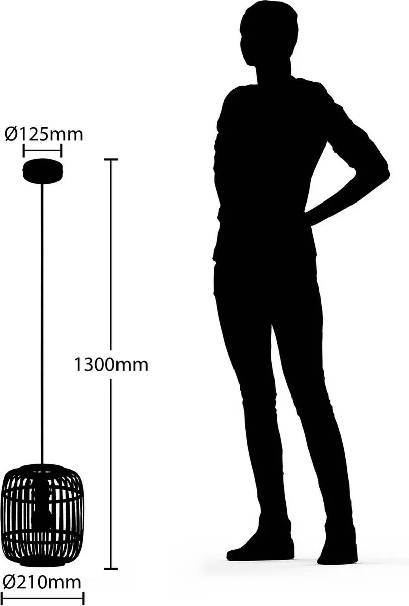 Lindby Hanglamp Hout Metaal 25cm E27 - Natuur