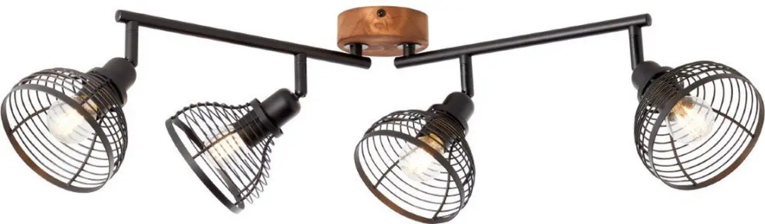 Brilliant Avia Plafondspot E14 - 4x40W - Zwart/Hout