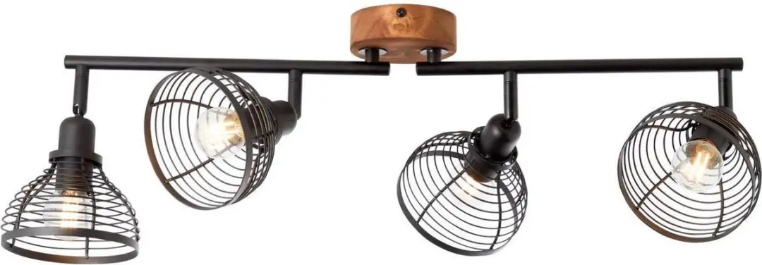 Brilliant Avia Plafondspot E14 - 4x40W - Zwart/Hout