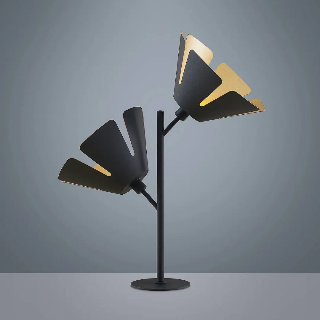 Lucande Tafellamp 2-lichts - Staal/Aluminium 55cm - Zwart/Goud