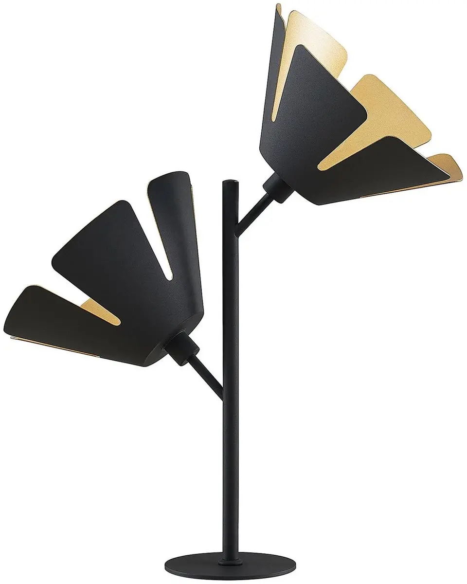 Lucande Tafellamp 2-lichts - Staal/Aluminium 55cm - Zwart/Goud