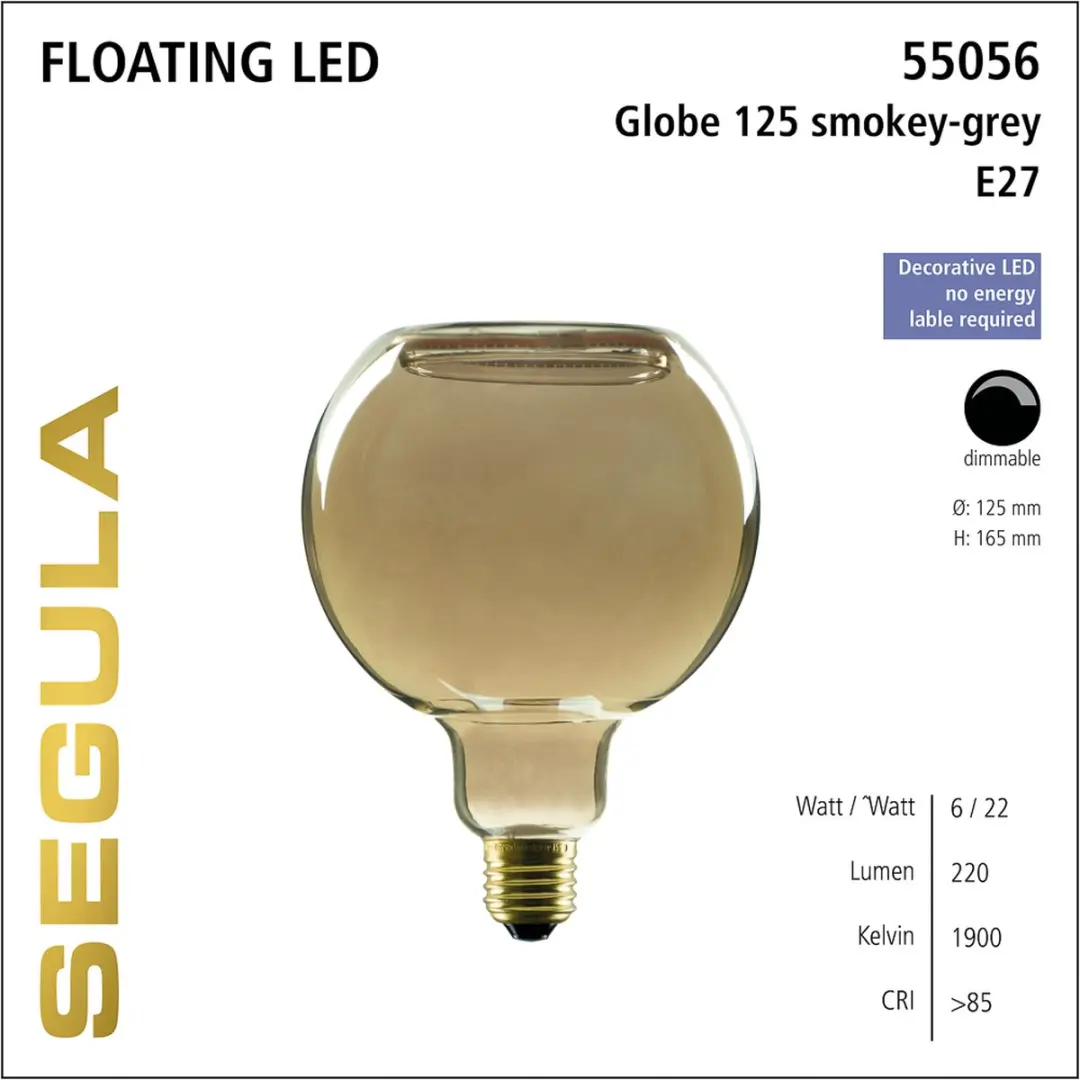Segula LED Lamp Floating Globe 125 6W E27 - 1900K Rookglas